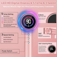 CIICII Ion Hajszárító 1600W - 120.000 RPM Kefe Nélküli Motor, 3 Sebesség, 4 Hőfokozat, HD Kijelző, Hordtáska, Gyorsszárítás Otthoni és Utazá 2