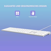 seenda Vezetékes Mac Billentyűzet, Kábellel és Type C/USB Porttal, Német QWERTZ Layout, Kizárólag Mac OS/iOS Rendszerekhez, Ezüst-Fehér 6