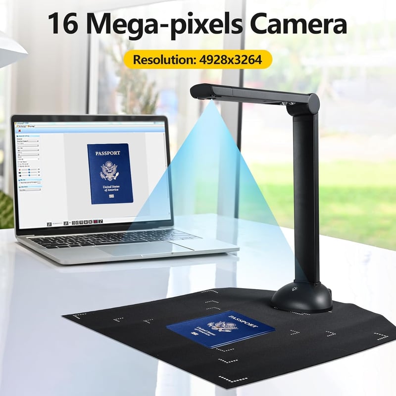 Bisofice H6 16MP Dokumentum Kamera A3/A4 Méretű Hordozható Könyvszkenner OCR Funkcióval, USB Csatlakozással, Windows Kompatibilis Tanároknak
