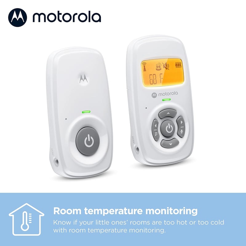 Motorola AM24/MBP24 Digitális Bébiőr DECT Technológiával - Szobahőmérséklet Kijelzés, Kétirányú Beszélgetés, 8 Órás Akkumulátor, Fehér