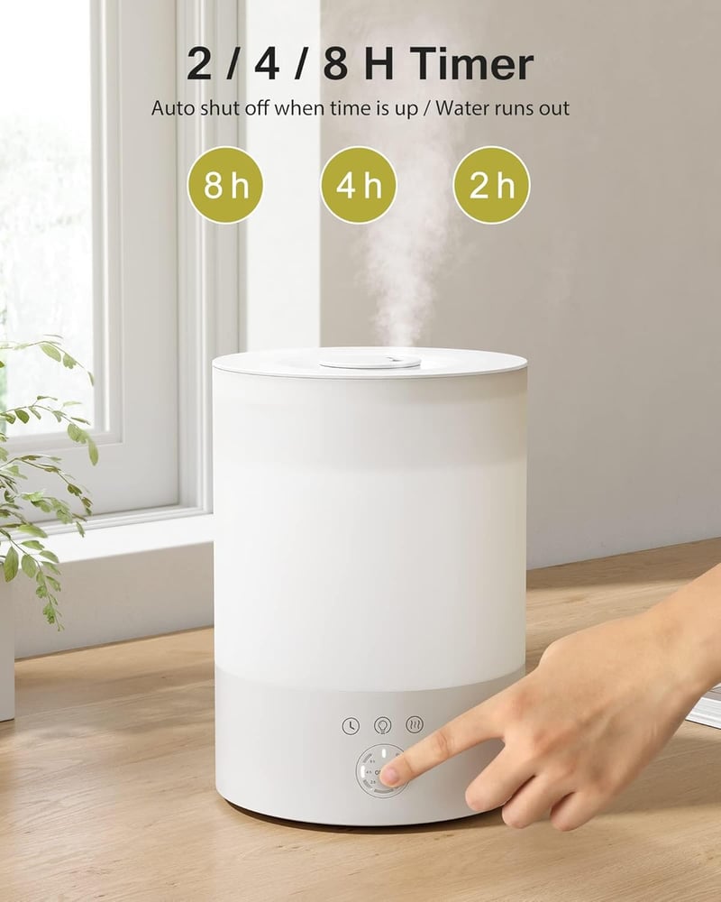 Maxcio 2,5L-es ultrahangos párásító, 3 ködmóddal, időzítővel és LED éjjeli fénnyel