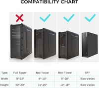 EUREKA ERGONOMIC Asztali PC Tartó - 360° Forgatható, Állítható Magasságú és Szélességű Számítógépház Tartó Asztal Alá, Fekete, 20kg Teherbír 6