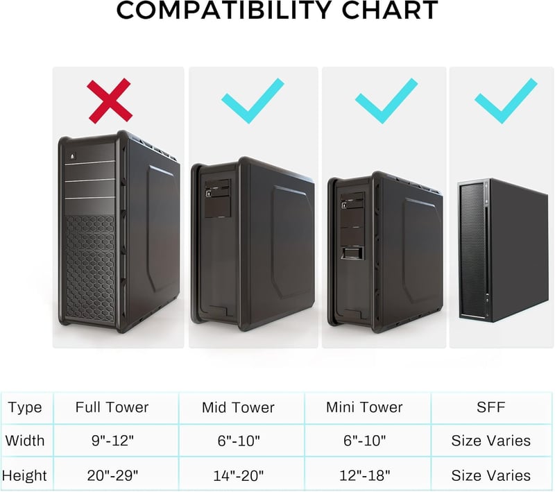 EUREKA ERGONOMIC Asztali PC Tartó - 360° Forgatható, Állítható Magasságú és Szélességű Számítógépház Tartó Asztal Alá, Fekete, 20kg Teherbír