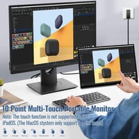 Prechen 18,5" Hordozható Érintőképernyős Monitor - 1080P FHD IPS, 99% sRGB, HDR, USB-C/HDMI, VESA, 180° Állítható, Laptop/PC/PS5/Xbox Kompat - black 6