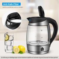 FOR ME 1,8L Üveg Elektromos Vízforraló Hőmérséklet Szabályozással 40-100°C, 7 Színű LED Világítással, Melegen Tartó Funkcióval, BPA-mentes 5