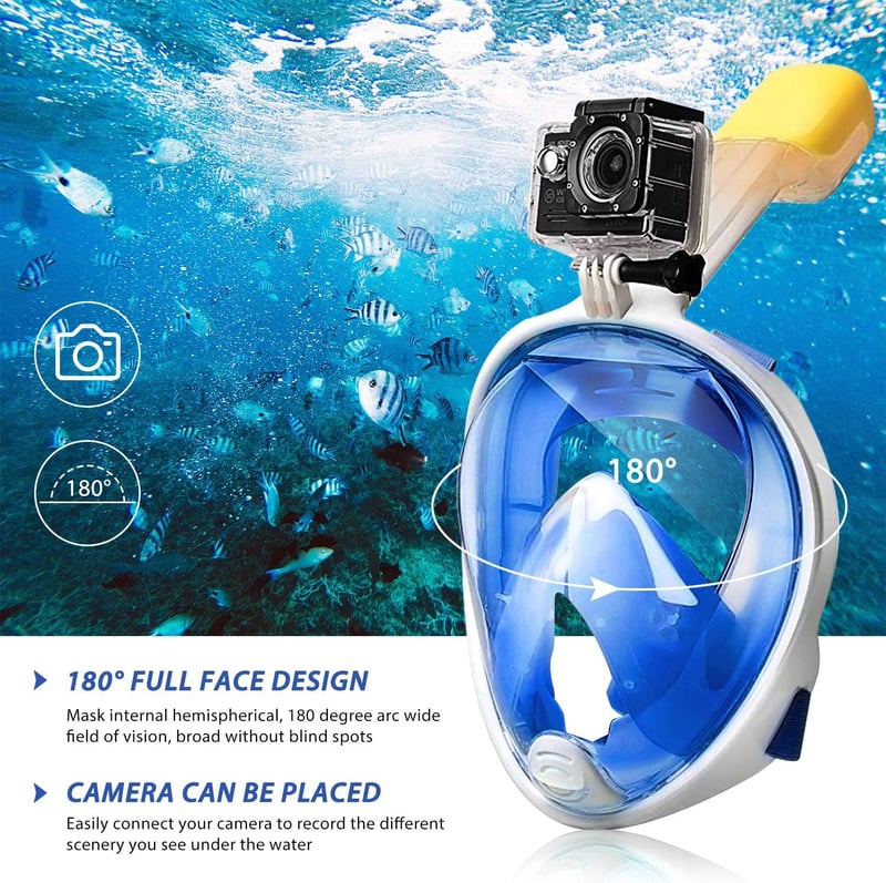 HINATAA 180°-os Panoráma Búvármaszk GoPro Rögzítéssel, Párásodásgátló, Fekete, S/M