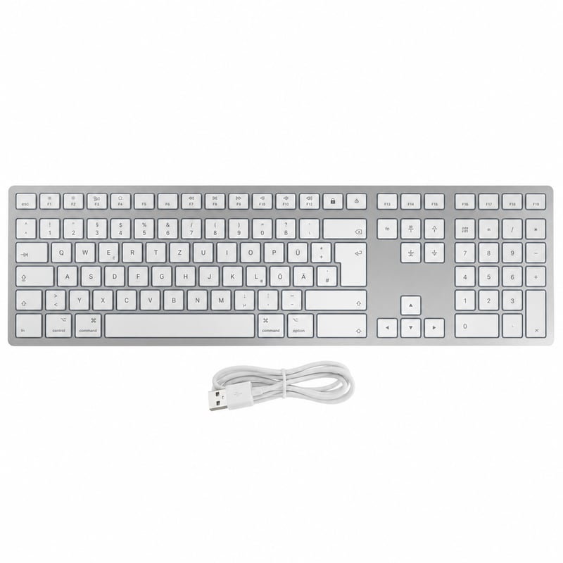 Tastatură wireless CHERRY KW 9100 Slim pentru Mac, layout german QWERTZ — defectă, pentru piese: nu pornește (stare: vezi imaginea a 2-a)