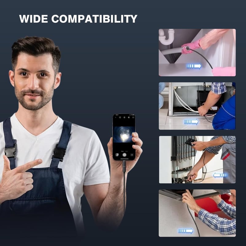Qimic 1080P HD Endoszkóp Kamera - Dupla Lencsés, IP67 Vízálló, Android/iPhone Kompatibilis, 5m