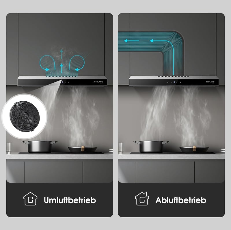 Gasland Chef SR60SS Páraelszívó 60 cm Rozsdamentes Acél Érintőképernyős Vezérlés 202 m³/h Szénszűrő LED Világítás - 60 cm, Silver