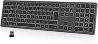Seenda LED-es vezeték nélküli billentyűzet, QWERTZ, újratölthető, PC/laptop, űrszürke 1