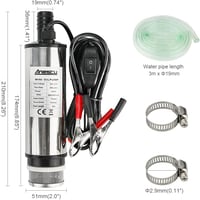 Edelstahl 12V-os üzemanyag és víz szivattyú autóhoz, 51mm, kivehető szűrővel és 3m átlátszó csővel 6