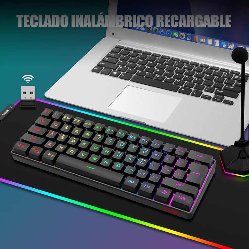 RedThunder K62 Mechanikus Gamer Billentyűzet és Egér Szett, 60% Kompakt RGB Háttérvilágítás, 7200 DPI Precíziós Egér, 62 Anti-Ghosting Gomb,