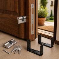 Set siguranță ușă: butuc euro cu 3 chei + 2 opritoare ușă + placă de închidere 1