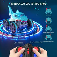 iFOLLOWER 360°-os Cápa Formájú RC Autó - Kétéltű Stunt Jármű LED Fénnyel, 4WD 5