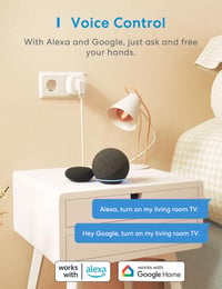 Meross WiFi Okos Konnektor Energiafogyasztás Méréssel - Alexa és Google Home Kompatibilis Időzíthető Távirányítható Aljzat, 16A 3840W, 2db F 2