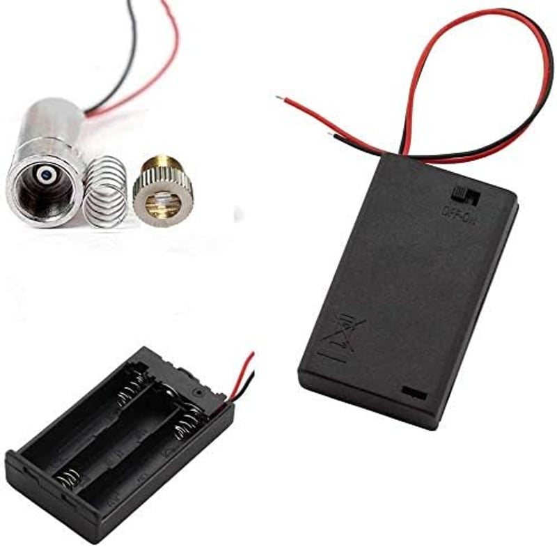 CTRICALVER 650 nm Piros Vonal Lézer Modul Fém Házzal - 3-5V DC Működésű Dióda Műanyag Lencsével és AA Elemtartóval - 1pcs *rote* linie, Black, lasers, Metal