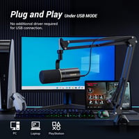 TONOR USB/XLR Dinamikus Mikrofon PC-hez Mikrofonállvánnyal - Némító Gombos Gaming Mikrofon PS4/PS5 Kompatibilis Podcast, Streaming és Stúdió 5