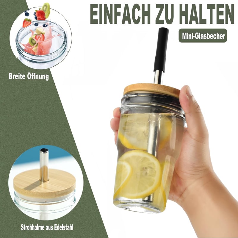 Vitever Bubble Tea pohár szett 475ml - Fehér üveg fedéllel, szívószállal