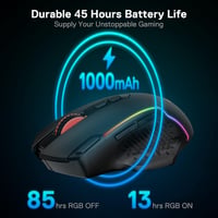 Redragon M810 Pro Vezeték Nélküli Gamer Egér, 10000 DPI, 8 Makró Gomb, Gyorstüzelés, 45 Órás Üzemidő, RGB Háttérvilágítás, PC/Mac 7