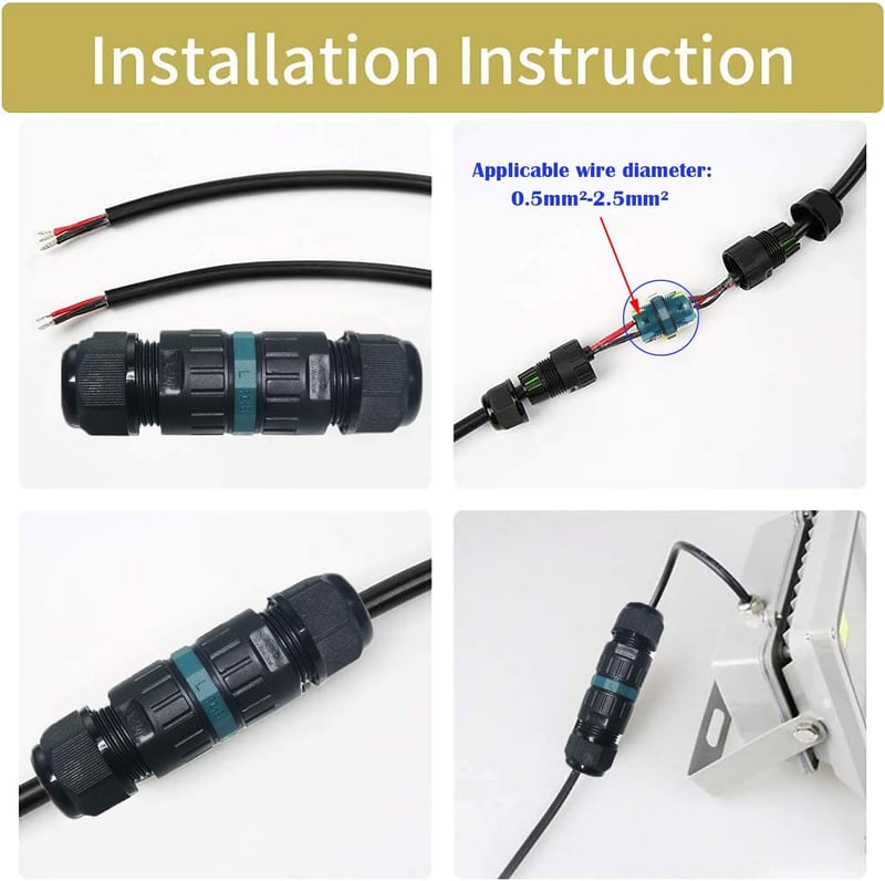 CTRICALVER IP68 Vízálló Kábel Csatlakozó Doboz Kültéri Használatra - 2 db 3-Pólusú Elektromos Elosztó, 0.5-2.5mm² Kábelekhez, LED Világításh
