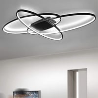 minifair Ovális LED Mennyezeti Lámpa - Fekete Távirányítós Dimmelhető Csillár 48W 4300lm Nappali, Hálószoba, Étkező és Konyha Világításhoz 4