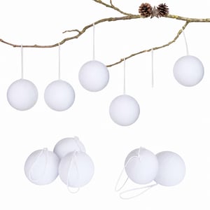 Papierdrachen Globuri de Crăciun din Papier-mâché Alb pentru Pictat și Decorat DIY - 9 buc. - Alb
