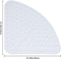XM-ZHHY Sarok Zuhanyszőnyeg - Csúszásgátló Negyedköríves Fürdőszobai Szőnyeg Tapadókorongokkal, Antibakteriális, 54x54 cm, Átlátszó Fehér 2
