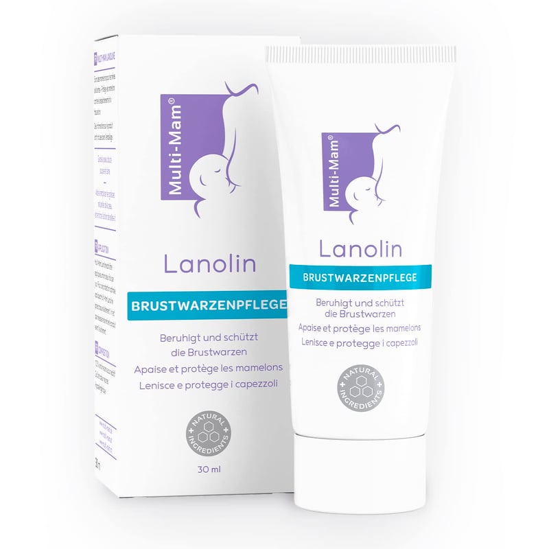 Multi-Mam Lanolin Bimbóápoló Krém - 100% Természetes Védelem Száraz és Berepedezett Mellbimbókra - Íz- és Illatmentes - 30 ml