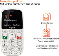 Gigaset GL390 Fehér Mobiltelefon Időseknek SOS Gombbal, 2,2" Színes Kijelző, Nagyméretű Billentyűk, Hallókészülék Kompatibilis, Kompakt GSM  4