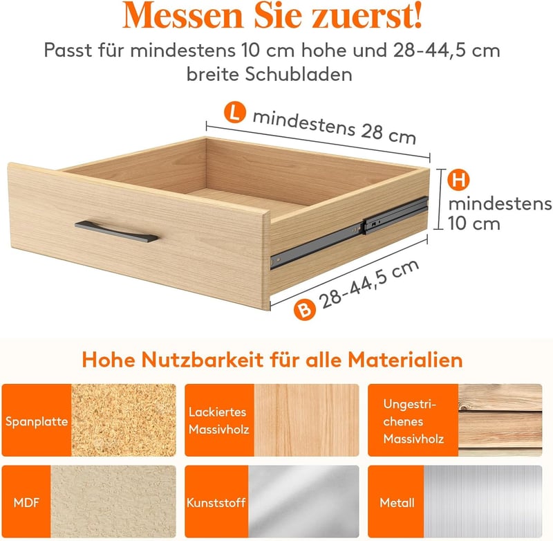 Lifewit 12 db-os állítható műanyag fiókrendező szett, 28-44,5 cm