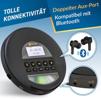 KLIM Nomad Hordozható CD Lejátszó Bluetooth - Hosszú Üzemidejű Akkumulátor, Fejhallgatóval, CD-R/RW/MP3 Támogatás, TF Kártyaolvasó, FM Rádió 7