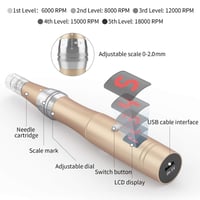 Beautlinks Elektromos Mikrodermabrázió Toll 0-2,5mm - LED Fénnyel, 6 Fokozattal, Bőrfiatalító, Ránctalanító, Pattanáskezelő (24 Tűpatronnal) 2
