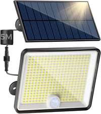 Peasur 348 LED-es Napelemes Kültéri Lámpa Mozgásérzékelővel - IP65 Vízálló, 3 Üzemmód, 5m Kábel, Hideg Fehér Fény, Falra Szerelhető 1