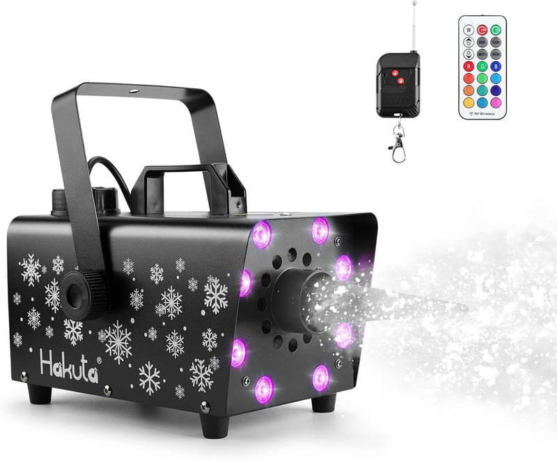 HAKUTA 800W Hógép 8 RGB LED Világítással, 13 Színmóddal és 2 Távirányítóval - Esküvőkre, Partikra, Halloweenre, Karácsonyra, Színpadi Előadá