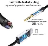 esbeecables MFi Tanúsított Lightning - 3.5 mm AUX Kábel iPhone 14/13/12/11/XS/XR/X/8/7/6 Készülékekhez - Autó, Otthoni Hifi Rendszer Csatlak 3