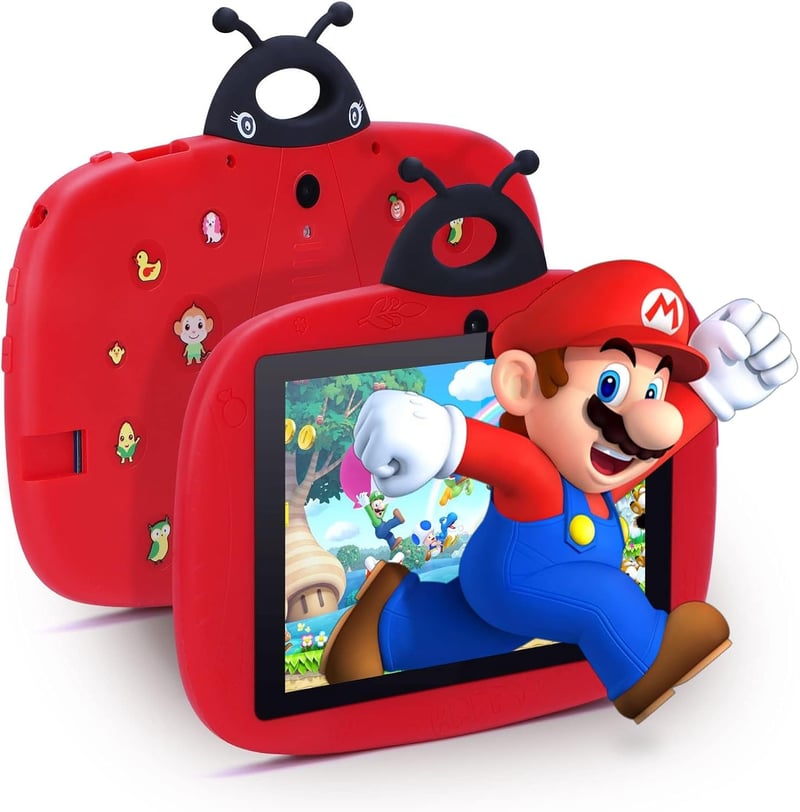 IdeaKid 7" Android 12 Gyerektablet 32GB - Katicabogár Dizájn, 3-7 Éveseknek