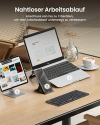 ProtoArc XK04 Összecsukható Kompakt QWERTZ Bluetooth Billentyűzet PU Bőrtokkal - Hordozható Mini Utazó Klaviatúra iPad iPhone Mac Android Wi 14
