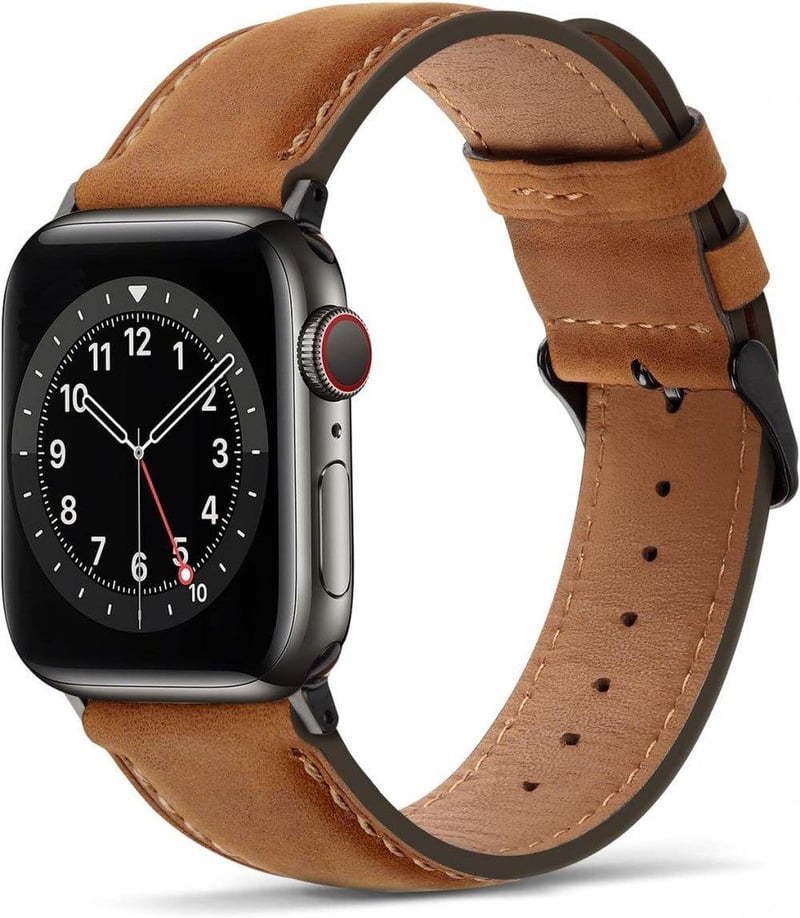 Apple Watch bőrszíj 45/44/42mm - Barna, Ultra/SE kompatibilis