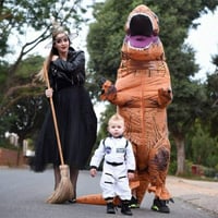 T-Rex Felfújható Dinoszaurusz Jelmez Felnőtteknek - Barna 2