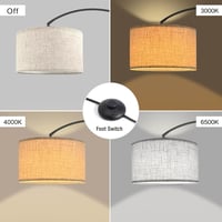 Fortand Ívelt Állólámpa - 12W LED E27 Lámpa 3 Színhőmérséklettel, Modern Olvasólámpa Bézs Lenvászon Ernyővel, Lábkapcsolós Retro Dizájn Napp 7