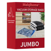 Vákuové úložné vrecia Meiqihome Jumbo 8 ks na oblečenie, posteľnú bielizeň, vankúše a prikrývky, priestorovo úsporné kompresné vrecia s vysávačom 2