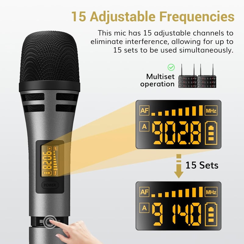 TONOR TW350 Dupla Vezeték Nélküli Karaoke Mikrofon Szett Fekete