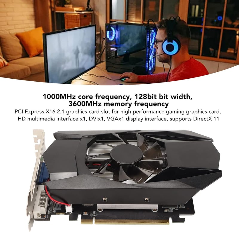 ASHATA HD7670 jatekgrafikus karta 4GB GDDR5 128 bites PCI Express x16 2.1 hutessel DirectX 11 támogatással