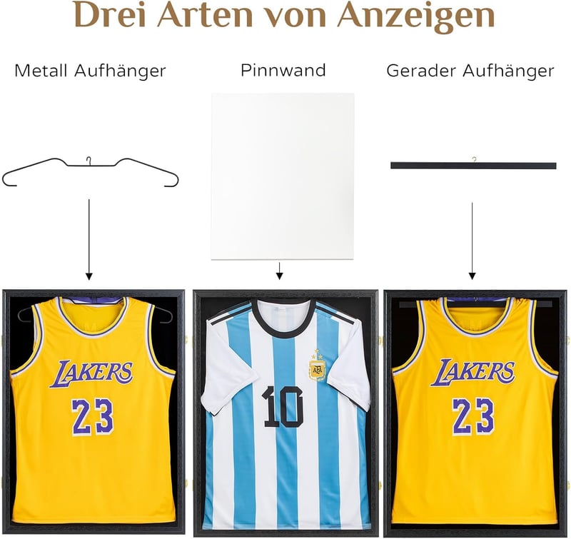 Walasis Mezkeretező 60x80 cm - 3D Vitrin Mez Kiállításához, Futball, Kosárlabda Pólók Tárolására, Modern Fekete Sportrelikvia Keret Felnőtte