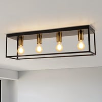 FORCOSO Mennyezeti Lámpa 4 Izzós - Fekete Fém Vintage Ipari Stílusú Ketreces Lámpatest E27 Foglalattal - Nappali, Hálószoba, Konyha, Előszob 1