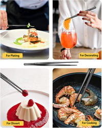 BUNDLEPRO 2 db 30,5 cm-es Konyhai Csipesz - Rozsdamentes Acél Profi Hosszú Fogó BBQ-hoz, Tálaláshoz - Fekete 5