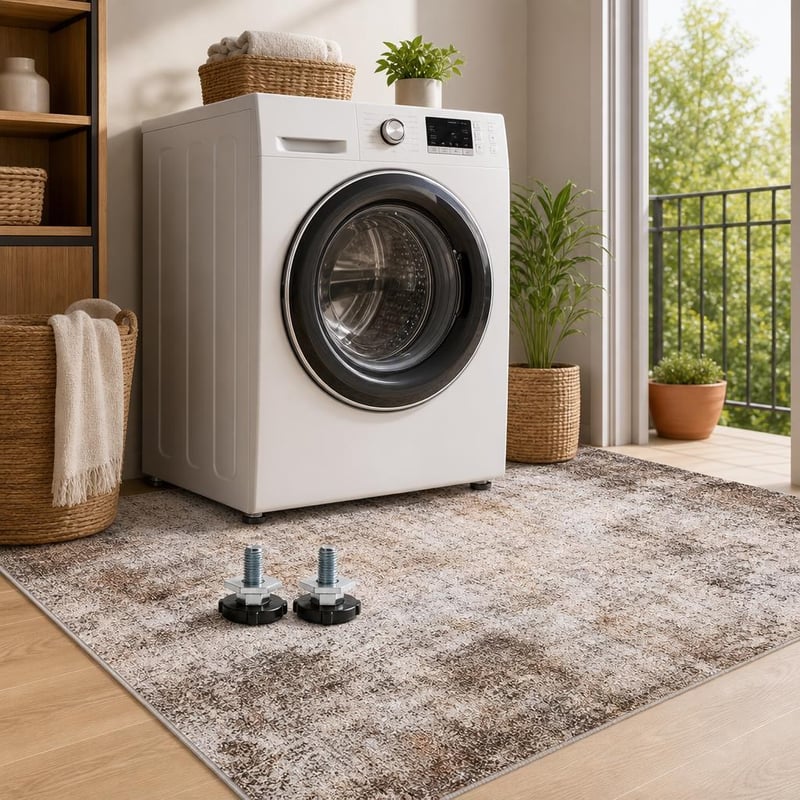 Set silențios pentru mașina de spălat: 2x picior reglabil Samsung + covoraș antiderapant 160x230 cm