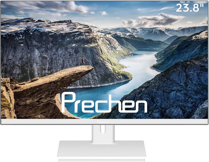 Prechen 23,8" FHD Monitor - Fehér Keret Nélküli Gamer Képernyő, 75Hz, VA Panel, 1920x1080, HDMI/VGA, 4ms, VESA, Szemkímélő Technológia, Irod