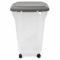 Recipient ermetic pentru hrană animale Iris Ohyama ATS-L cu roți și lopățică, 45 L / 15 kg, gri – mică crăpătură sub capac (outlet) 1