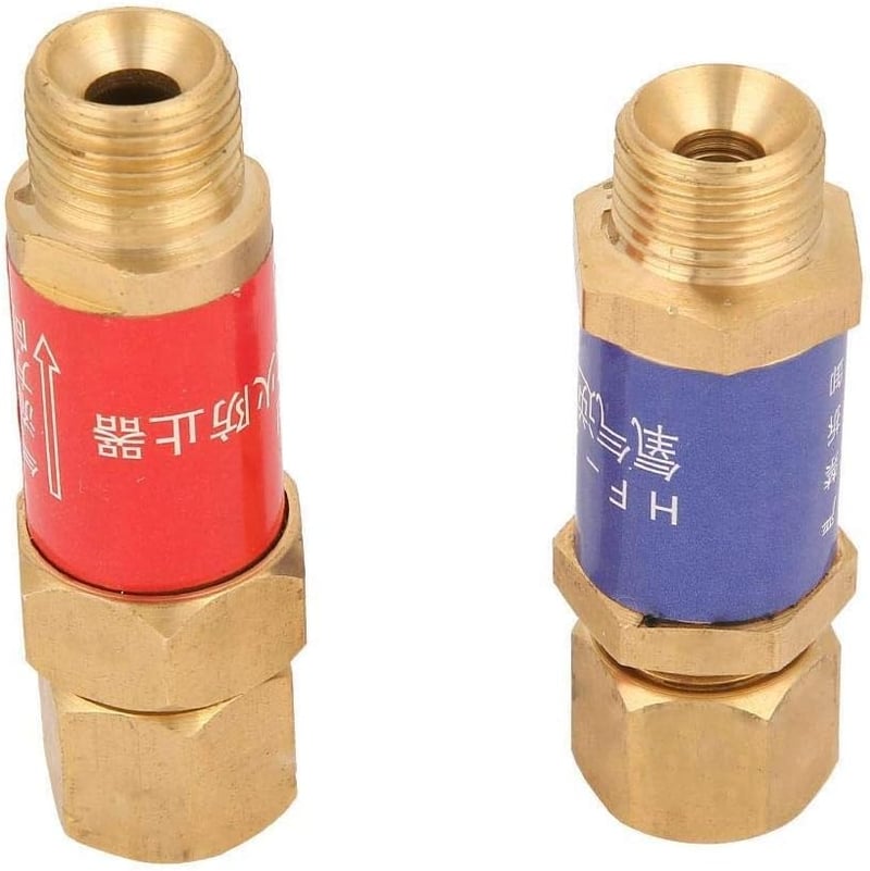 BiuZi M16x1,5 Oxigén-Acetilén Visszacsapószelep - Sárgaréz HF-2 Lángzár, CE Tanúsított Hegesztési Tartozék, Gázvisszaáramlás Elleni Védelem